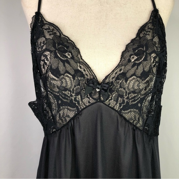 Vintage Shadowline black sheer short slip lace bodice made in USA glam sissy S - Picture 2 of 10